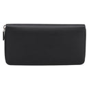 PRADA Organizer Round Long Wallet Leather Black Silver Auth am12253M-3
