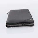 PRADA Organizer Round Long Wallet Leather Black Silver Auth am12253M-4