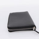 PRADA Organizer Round Long Wallet Leather Black Silver Auth am12253M-5