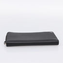 PRADA Organizer Round Long Wallet Leather Black Silver Auth am12253M-7