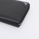 PRADA Organizer Round Long Wallet Leather Black Silver Auth am12253M-8