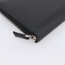 PRADA Organizer Round Long Wallet Leather Black Silver Auth am12253M-9