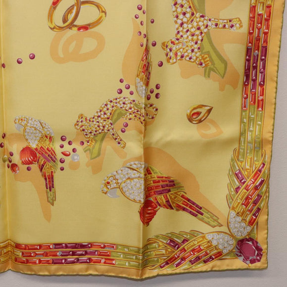 CARTIER Jewelry Pattern Scarf Silk Yellow Auth am12255M