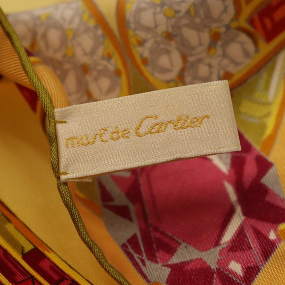 CARTIER Jewelry Pattern Scarf Silk Yellow Auth am12255M