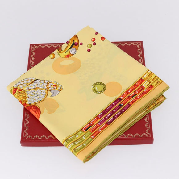 CARTIER Jewelry Pattern Scarf Silk Yellow Auth am12255M