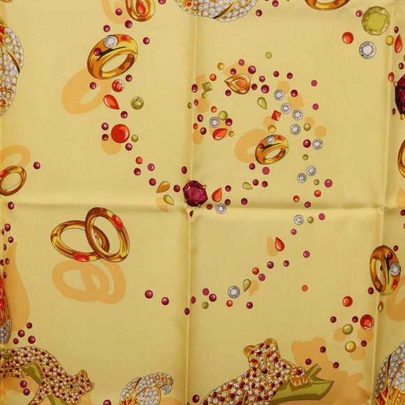 CARTIER Jewelry Pattern Scarf Silk Yellow Auth am12255M