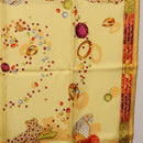 CARTIER Jewelry Pattern Scarf Silk Yellow Auth am12255M-7