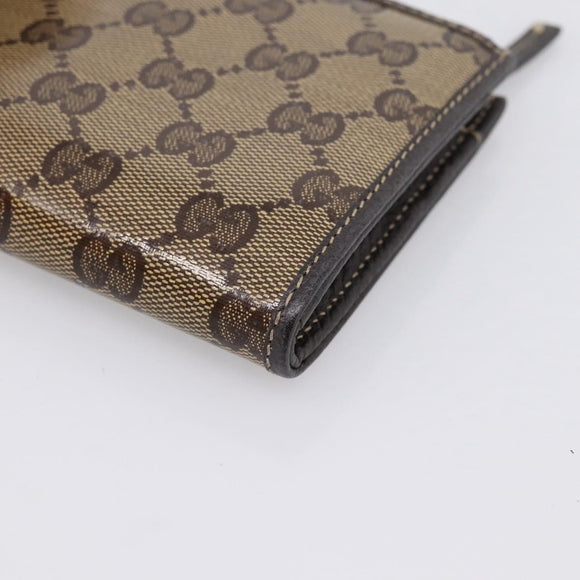 GUCCI GG Crystal Wallet Coated Canvas Outlet Beige Gold 332747 Auth am12258V