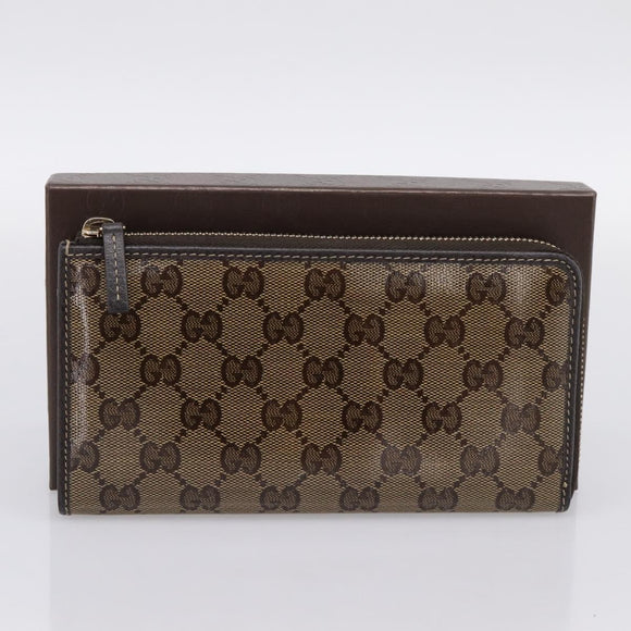 GUCCI GG Crystal Wallet Coated Canvas Outlet Beige Gold 332747 Auth am12258V