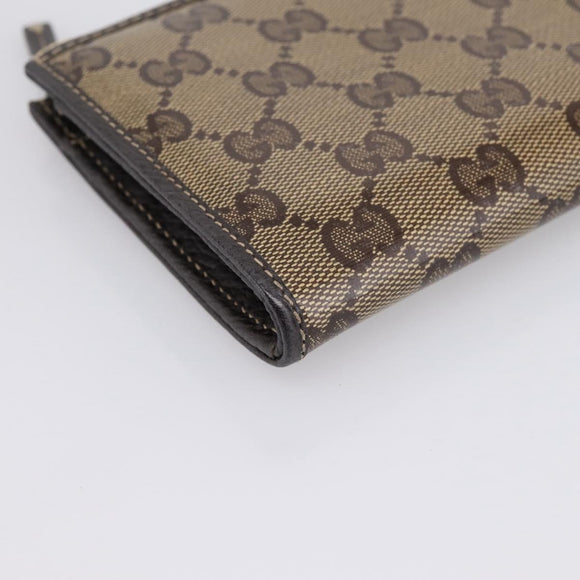 GUCCI GG Crystal Wallet Coated Canvas Outlet Beige Gold 332747 Auth am12258V