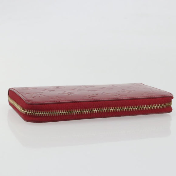 LOUIS VUITTON Monogram Vernis Zippy Wallet Rouge Grunadine M91732 Auth am12259V
