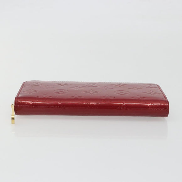 LOUIS VUITTON Monogram Vernis Zippy Wallet Rouge Grunadine M91732 Auth am12259V