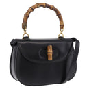 GUCCI Bamboo Hand Bag Leather 2way Black Gold 000 46 0633 Auth am12260SAV-1
