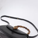 GUCCI Bamboo Hand Bag Leather 2way Black Gold 000 46 0633 Auth am12260SAV-10