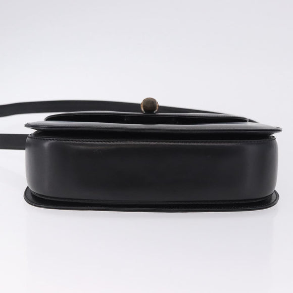 GUCCI Bamboo Hand Bag Leather 2way Black Gold 000 46 0633 Auth am12260SAV