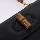 GUCCI Bamboo Hand Bag Leather 2way Black Gold 000 46 0633 Auth am12260SAV-16