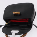 GUCCI Bamboo Hand Bag Leather 2way Black Gold 000 46 0633 Auth am12260SAV-17