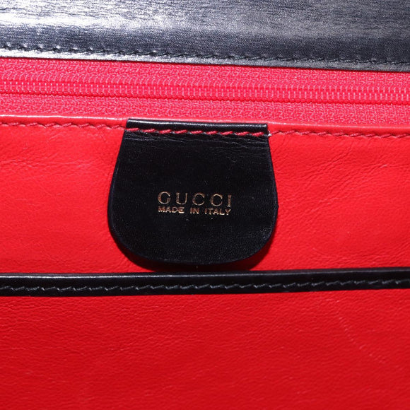 GUCCI Bamboo Hand Bag Leather 2way Black Gold 000 46 0633 Auth am12260SAV