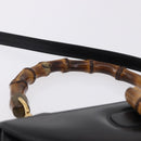 GUCCI Bamboo Hand Bag Leather 2way Black Gold 000 46 0633 Auth am12260SAV-8
