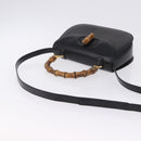 GUCCI Bamboo Hand Bag Leather 2way Black Gold 000 46 0633 Auth am12260SAV-9