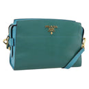 PRADA Shoulder Bag Safiano Leather Green Gold Auth am12262A-1