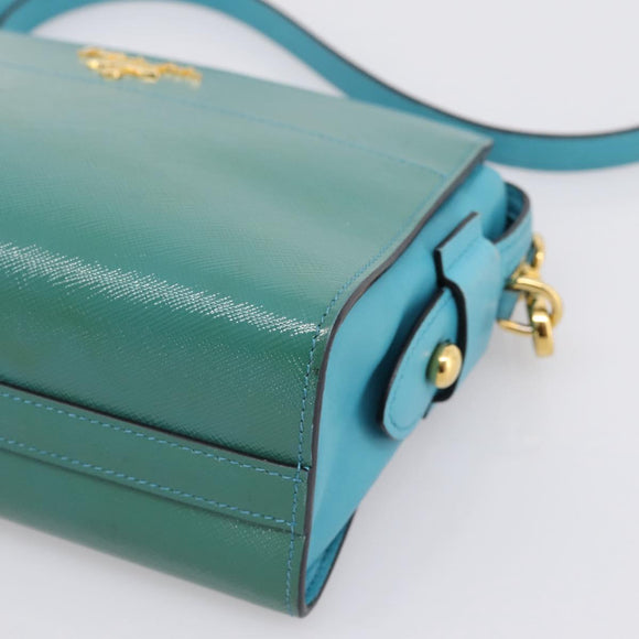 PRADA Shoulder Bag Safiano Leather Green Gold Auth am12262A