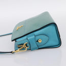 PRADA Shoulder Bag Safiano Leather Green Gold Auth am12262A-3