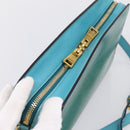 PRADA Shoulder Bag Safiano Leather Green Gold Auth am12262A-6