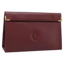 CARTIER Must Line Pouch Leather Bordeaux Gold Auth am12264V-1