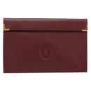 CARTIER Must Line Pouch Leather Bordeaux Gold Auth am12264V-13