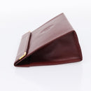 CARTIER Must Line Pouch Leather Bordeaux Gold Auth am12264V-3