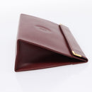 CARTIER Must Line Pouch Leather Bordeaux Gold Auth am12264V-4