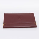 CARTIER Must Line Pouch Leather Bordeaux Gold Auth am12264V-5