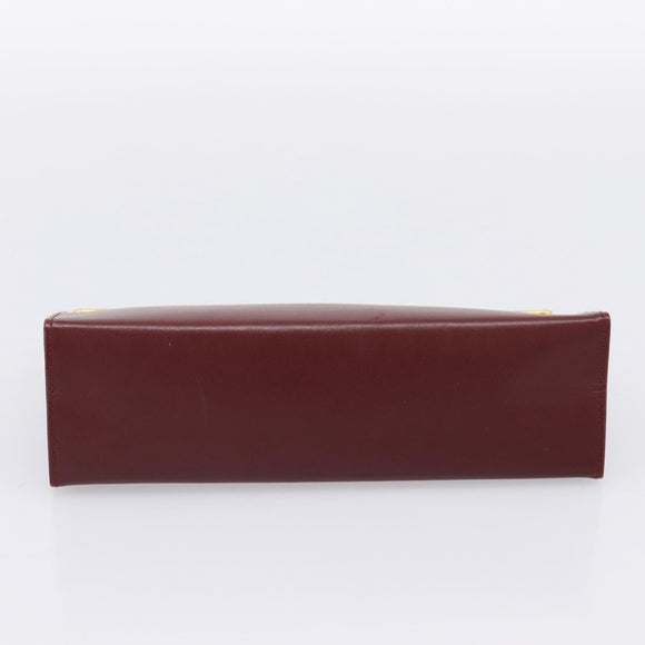 CARTIER Must Line Pouch Leather Bordeaux Gold Auth am12264V