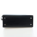 CELINE Circle Handle Hand Bag Leather 2way Black Silver Auth am12266V-6
