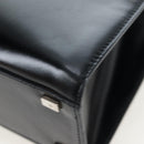 CELINE Circle Handle Hand Bag Leather 2way Black Silver Auth am12266V-18