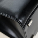 CELINE Circle Handle Hand Bag Leather 2way Black Silver Auth am12266V-19