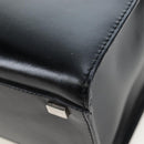 CELINE Circle Handle Hand Bag Leather 2way Black Silver Auth am12266V-20