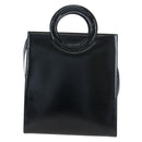 CELINE Circle Handle Hand Bag Leather 2way Black Silver Auth am12266V-13