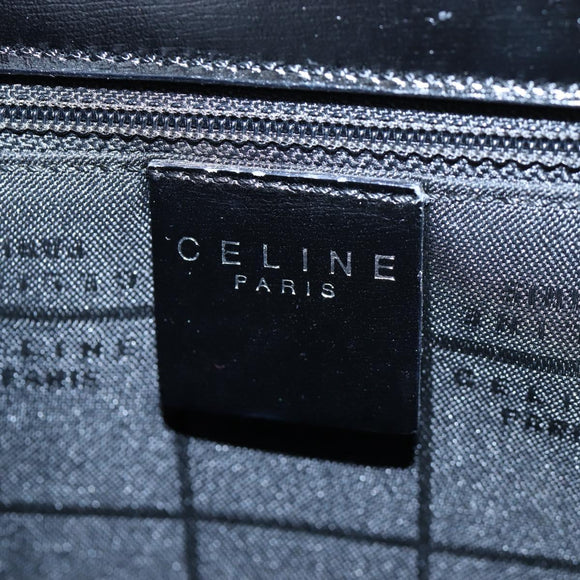 CELINE Circle Handle Hand Bag Leather 2way Black Silver Auth am12266V