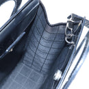 CELINE Circle Handle Hand Bag Leather 2way Black Silver Auth am12266V-23