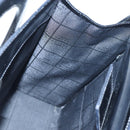 CELINE Circle Handle Hand Bag Leather 2way Black Silver Auth am12266V-24