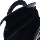 CELINE Circle Handle Hand Bag Leather 2way Black Silver Auth am12266V-25