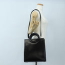 CELINE Circle Handle Hand Bag Leather 2way Black Silver Auth am12266V-28