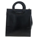 CELINE Circle Handle Hand Bag Leather 2way Black Silver Auth am12266V-2