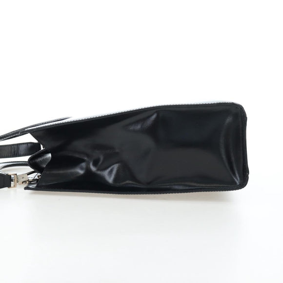 CELINE Circle Handle Hand Bag Leather 2way Black Silver Auth am12266V