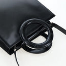 CELINE Circle Handle Hand Bag Leather 2way Black Silver Auth am12266V-14
