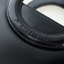 CELINE Circle Handle Hand Bag Leather 2way Black Silver Auth am12266V-8