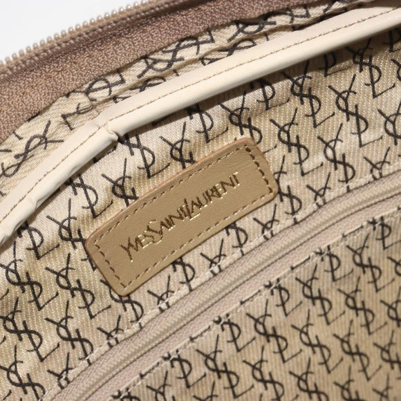 SAINT LAURENT Mini Boston Bag PVC Canvas Gray Gold Auth am12267A
