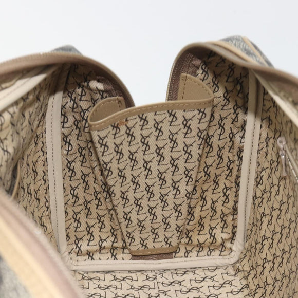 SAINT LAURENT Mini Boston Bag PVC Canvas Gray Gold Auth am12267A